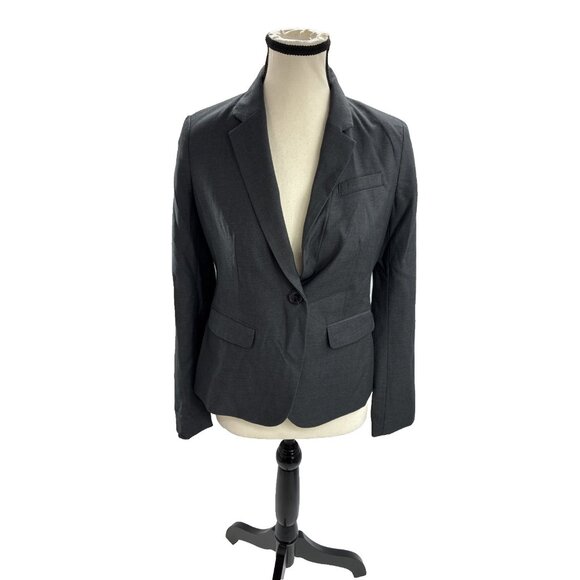 Ann Taylor Womens Size 2 Petite Blazer Gray 1 Button Suit Jacket Career Work - Picture 1 of 7